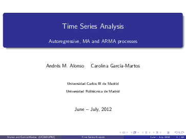 (PDF) Time Series Analysis Autoregressive, MA and ARMA processes