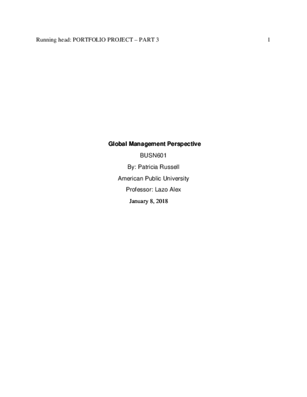 (DOC) Global Management Perspective BUSN601