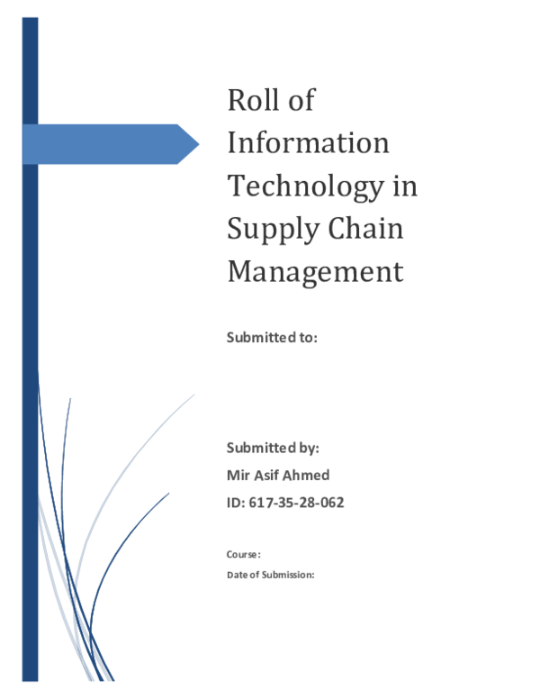 (DOC) Roll of Information Technology in Supply Chain Management