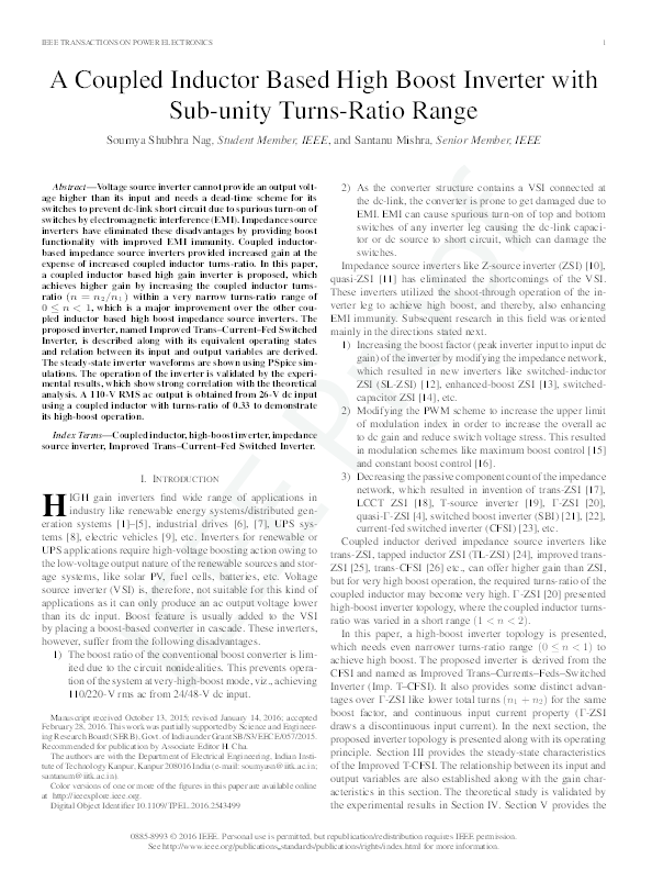 (PDF) A Coupled Inductor Based High Boost Inverter with Sub-unity Turns ...