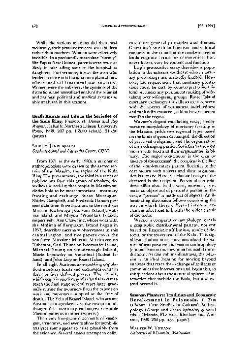 (PDF) Death Rituals and Life in the Societies of the Kula Ring ...