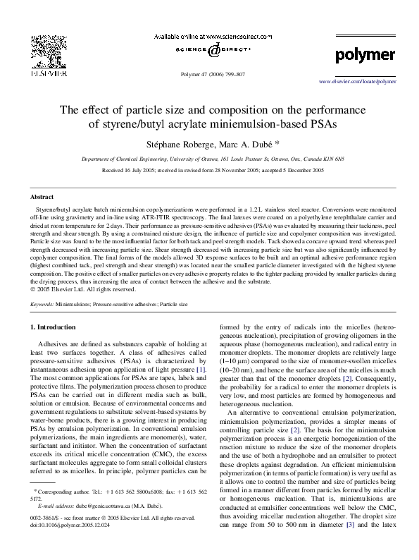 (PDF) The effect of particle size and composition on the performance of ...