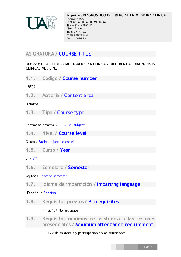 (PDF) ASIGNATURA / COURSE TITLE