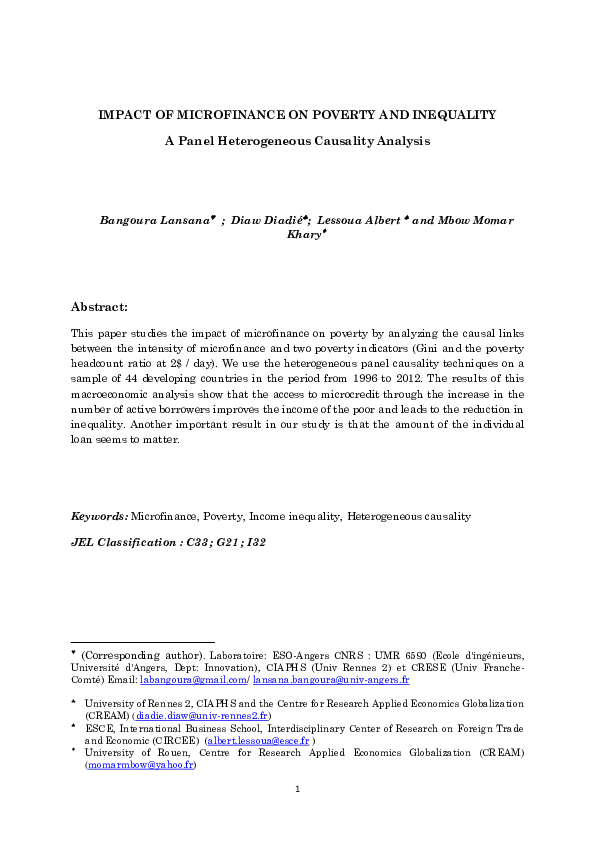 (PDF) IMPACT OF MICROFINANCE ON POVERTY AND INEQUALITY A Panel ...