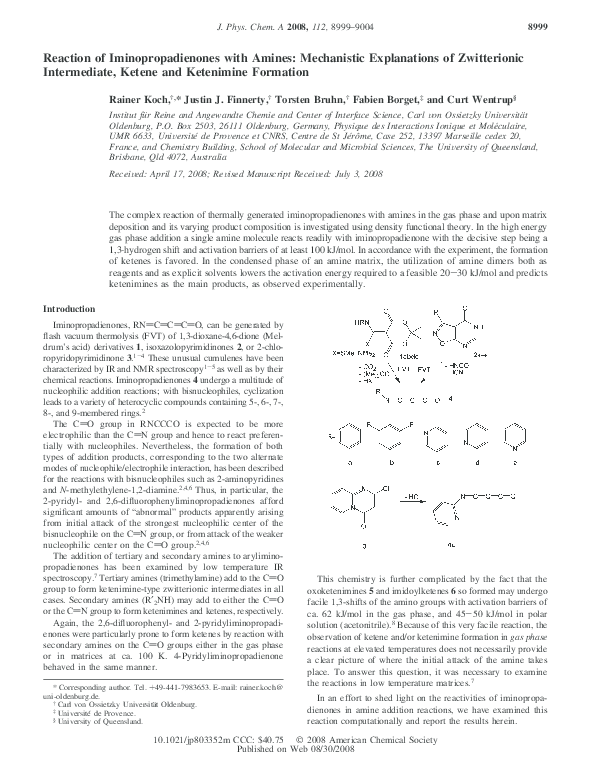 (PDF) Reaction of Iminopropadienones with Amines: Mechanistic ...