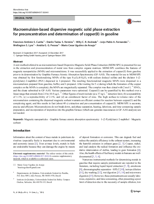 (PDF) Macroemulsion-based dispersive magnetic solid phase extraction ...