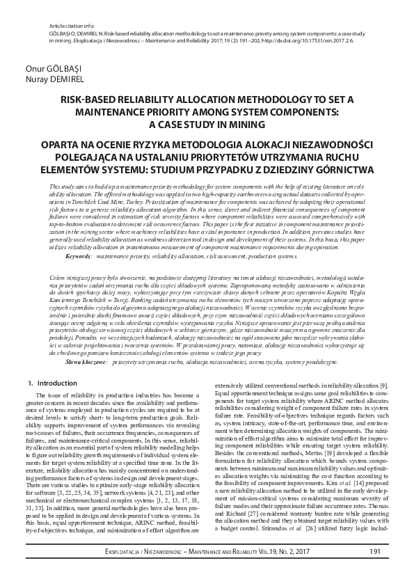 (PDF) Risk-Based Reliability Allocation Methodology to Set A ...