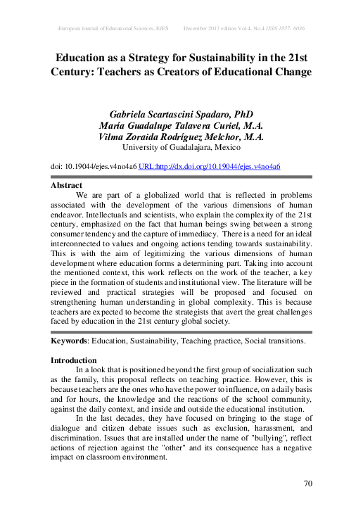 (PDF) Education as a Strategy for Sustainability in the 21st Century ...