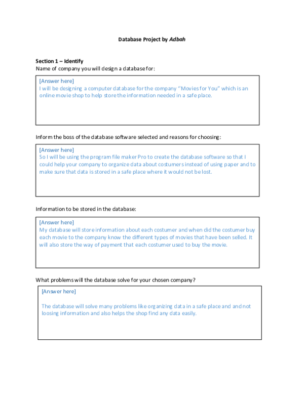 (DOC) Database Project by Adbah