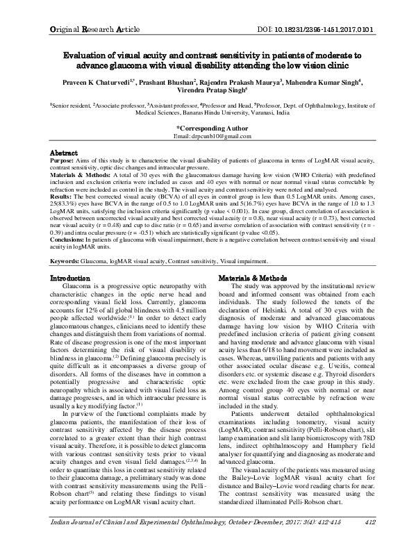 (PDF) Evaluation of visual acuity and contrast sensitivity in patients ...