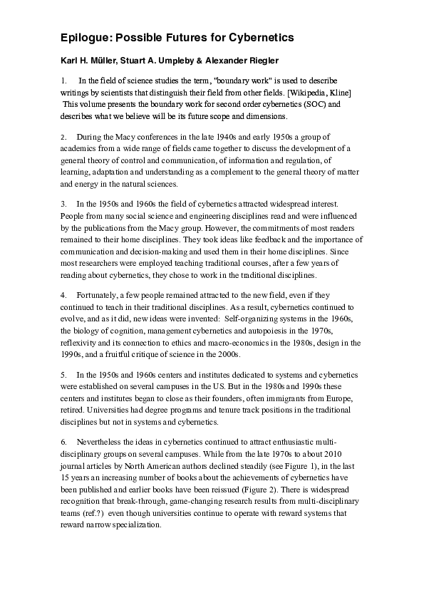 Epilogue: Possible Futures for Cybernetics