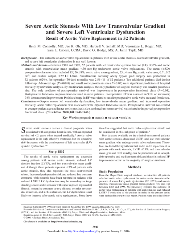 (PDF) Ventricular Dysfunction : Result of Aortic Valve Replacement in ...