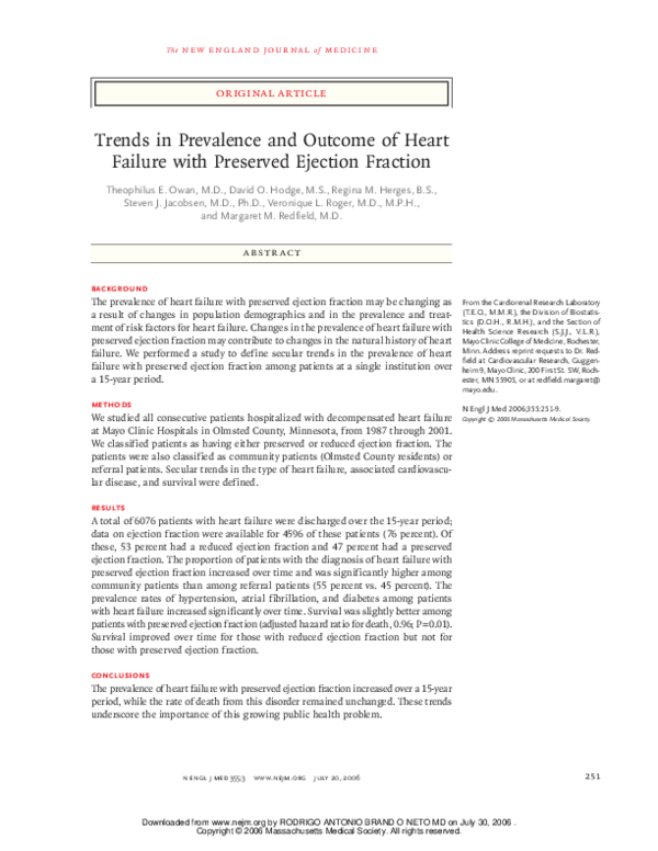 (PDF) Trends in Prevalence and Outcome of Heart Failure with Preserved ...