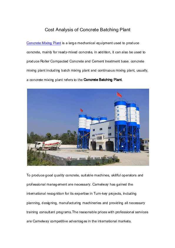 (PDF) Cost Analysis of Concrete Batching Plant.pdf Camelway Machinery