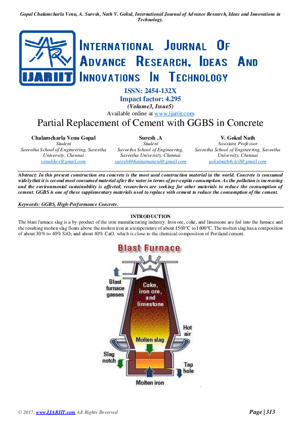 (PDF) Partial Replacement of Cement with GGBS in Concrete