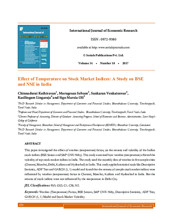 (PDF) Effect of Temperature on Stock Market Indices: A Study on BSE and ...