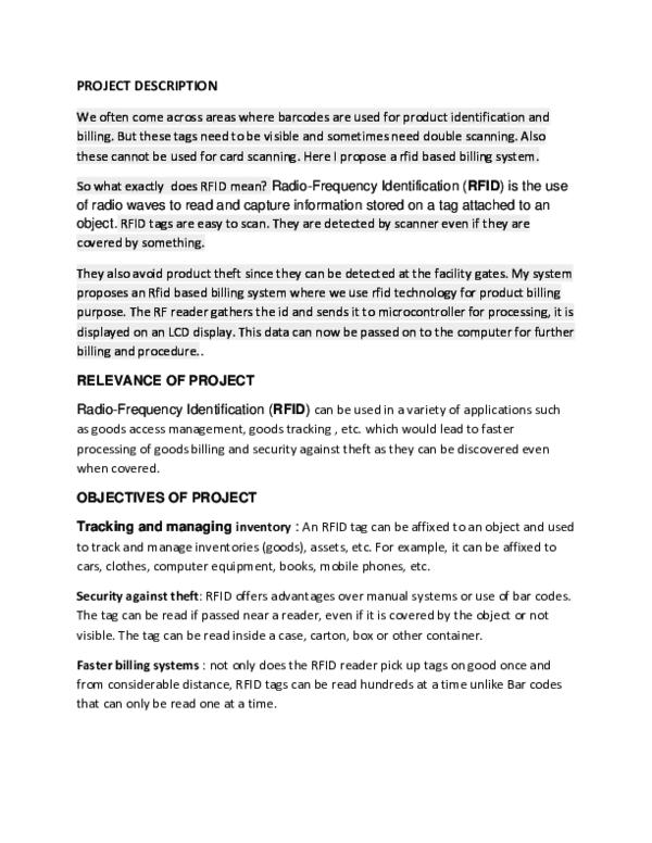 (DOC) PROJECT DESCRIPTION
