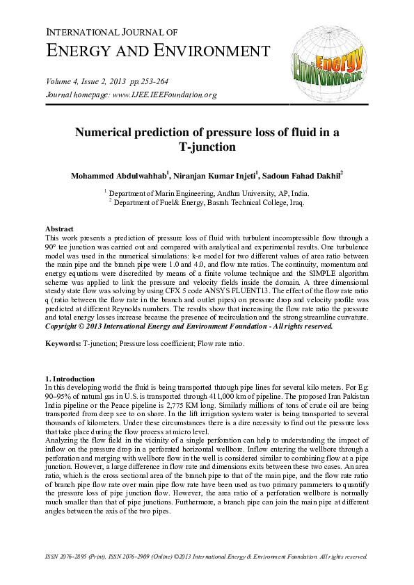 (PDF) INTERNATIONAL JOURNAL OF ENERGY AND ENVIRONMENT Numerical ...