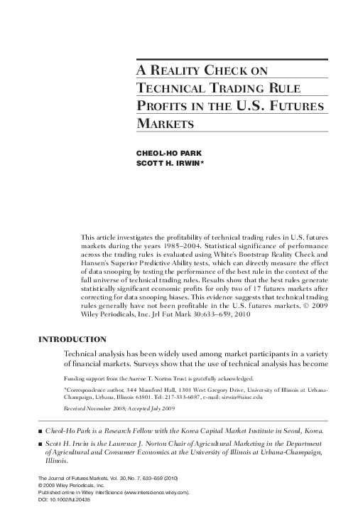 (PDF) A reality check on technical trading rule profits in the U.S ...