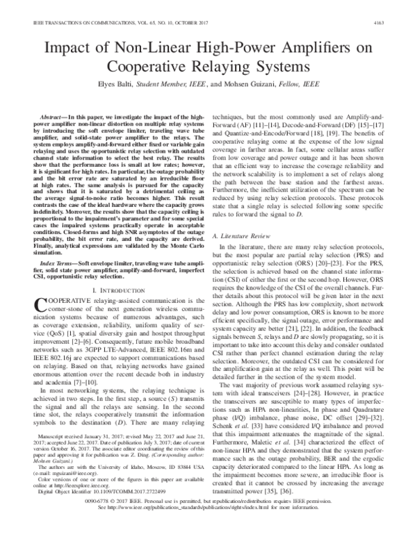 (PDF) Impact of Non-Linear High-Power Amplifiers on Cooperative ...