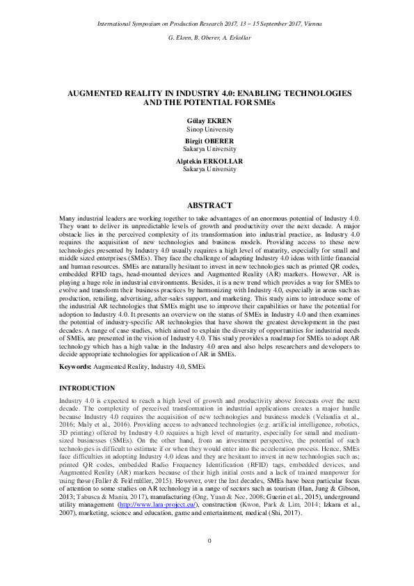 (PDF) AUGMENTED REALITY IN INDUSTRY 4.0: ENABLING TECHNOLOGIES AND THE ...