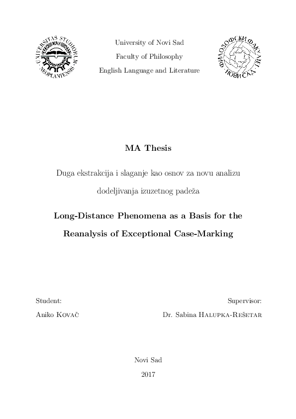 (PDF) LongDistance Phenomena as a Basis for the Reanalysis of