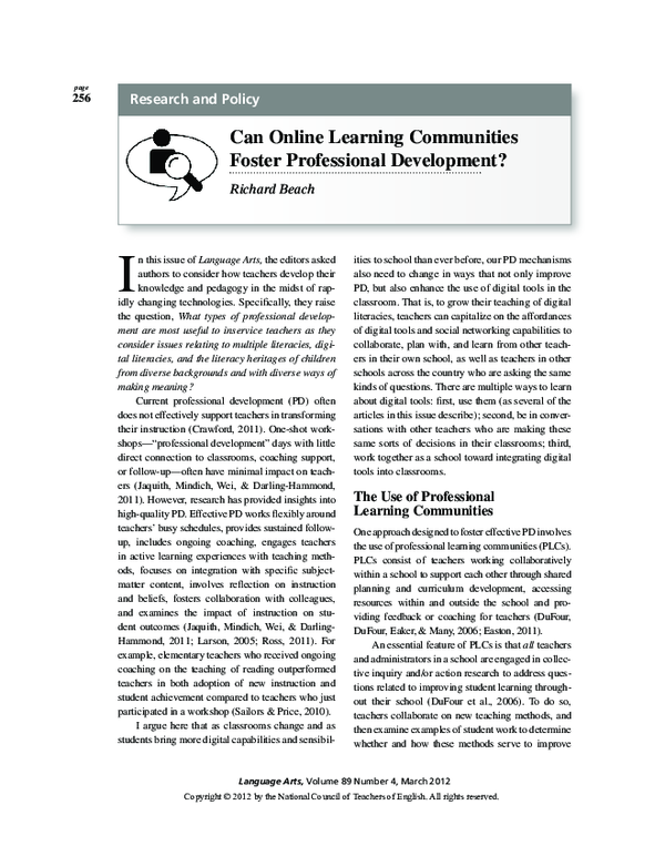 (PDF) Can Online Learning Communities Foster Professional Development?