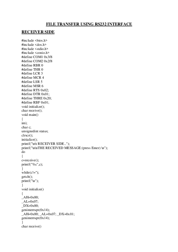 (DOC) FILE TRANSFER USING RS232 INTERFACE RECEIVER SIDE