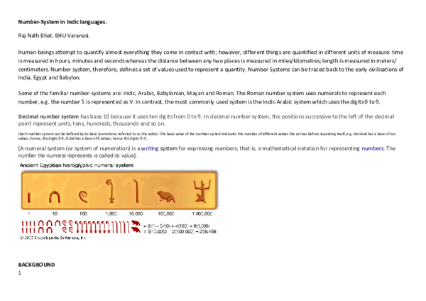 (PDF) Number-System in Indic languages
