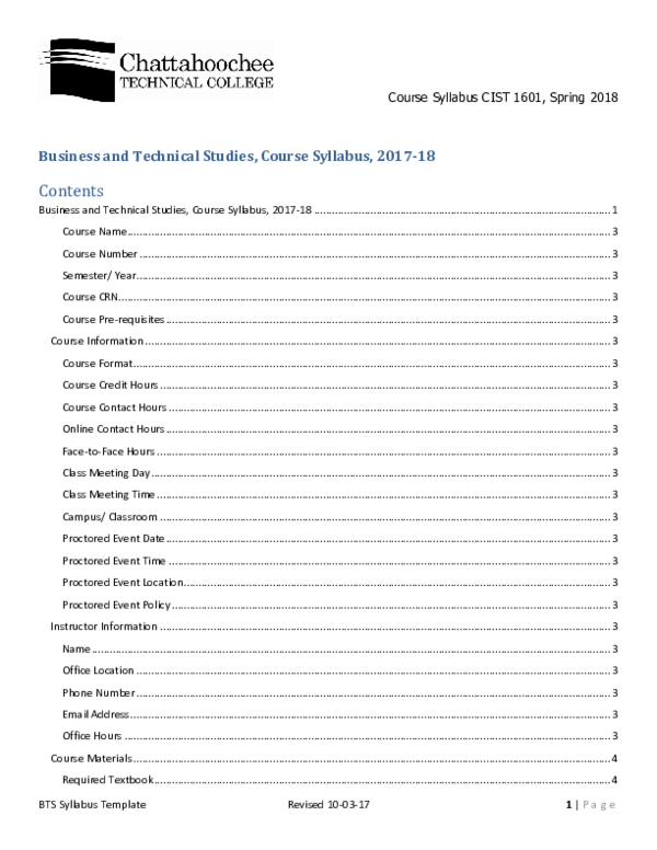 Doc Business And Technical Studies Course Syllabus 2017 18 Lo