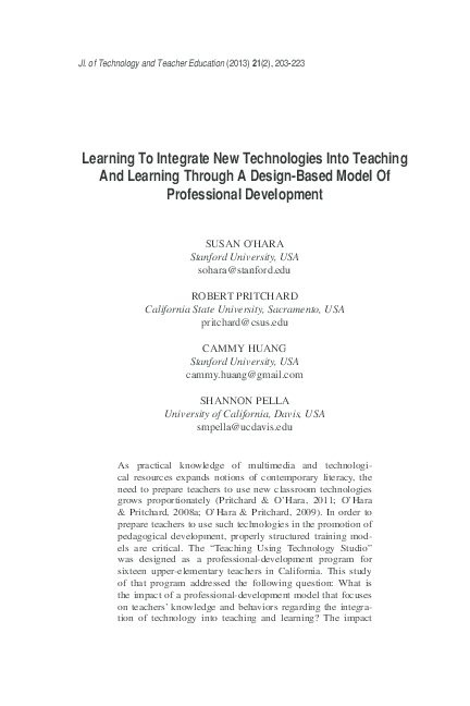 (PDF) Learning To Integrate New Technologies Into Teaching And Learning ...