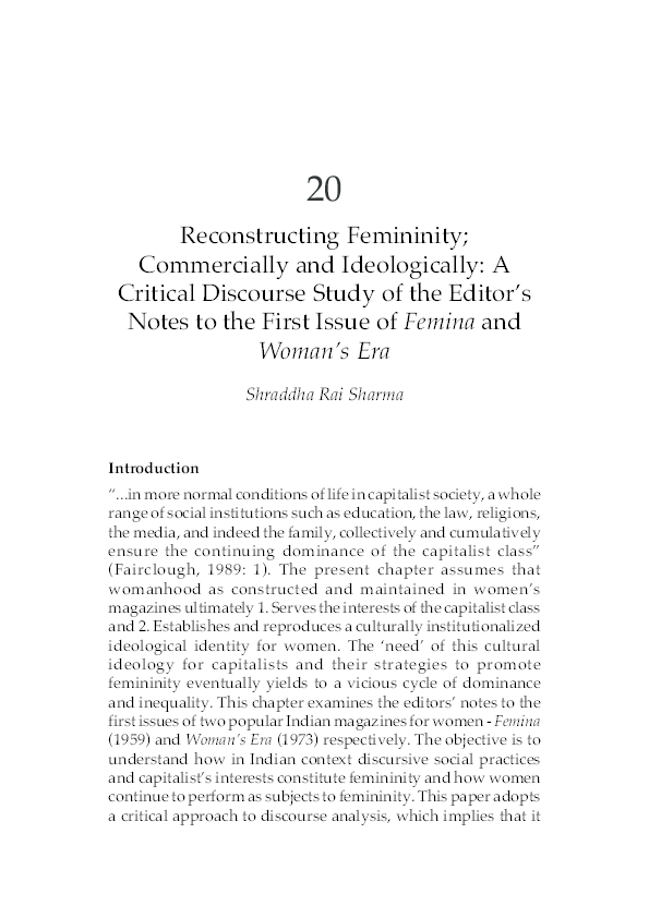 (PDF) RECONSTRUCTING FEMININITY COMMERCIALLY AND IDEOLOGICALLY : A ...