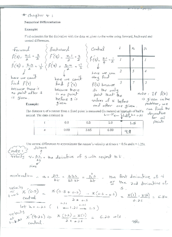 Numerical Differentiation
