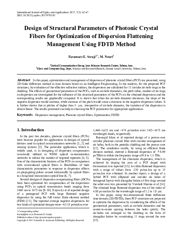 (PDF) Design of Structural Parameters of Photonic Crystal Fibers for ...