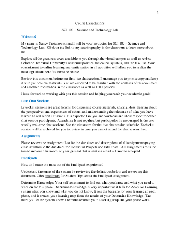 (DOC) Course Expectations SCI 103 Science and Technology Lab LILRUDY HUGUEZ Academia.edu