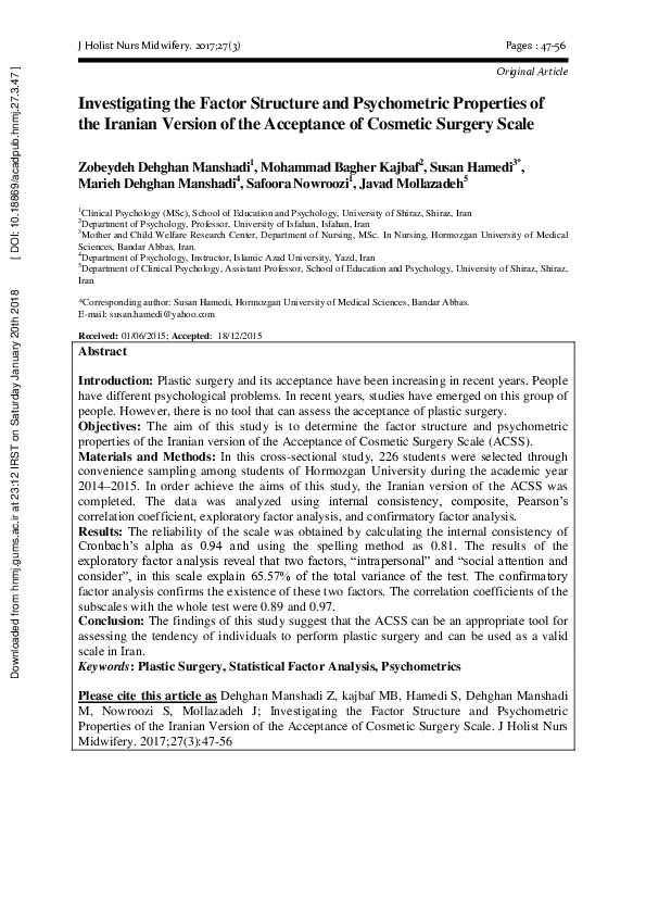 (PDF) Investigating the Factor Structure and Psychometric Properties of ...