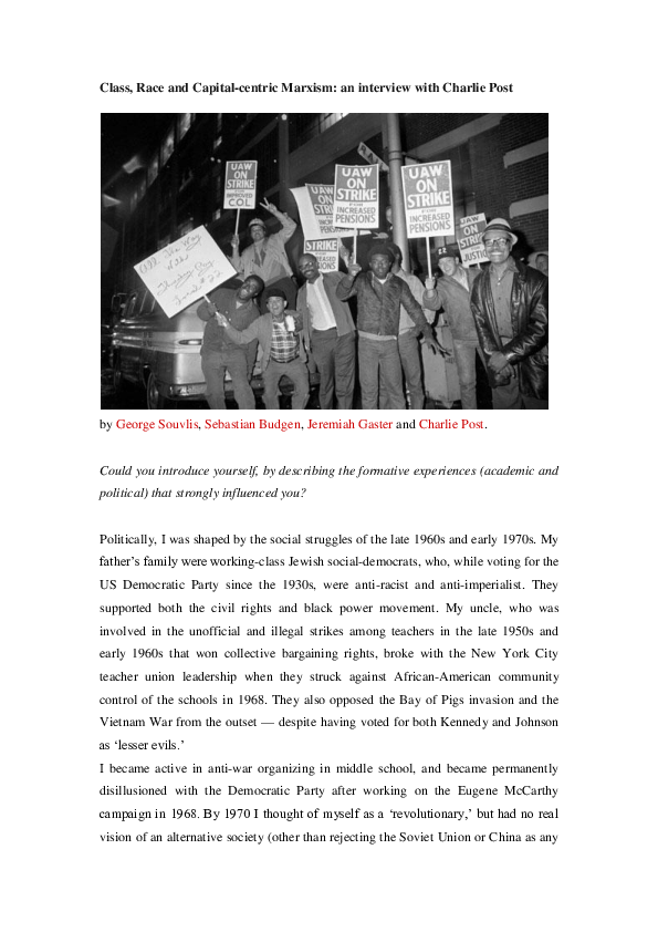 (PDF) An interview with Charlie Post, 