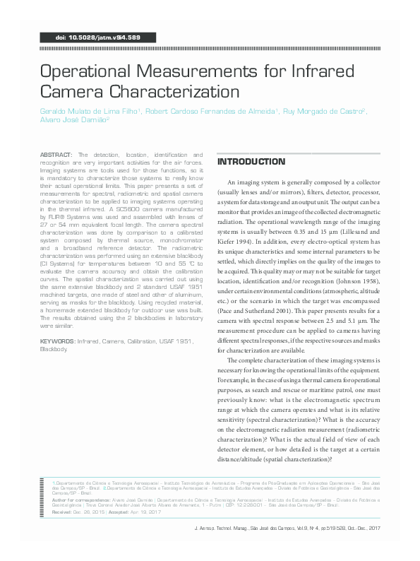 (PDF) Operational Measurements for Infrared Camera Characterization