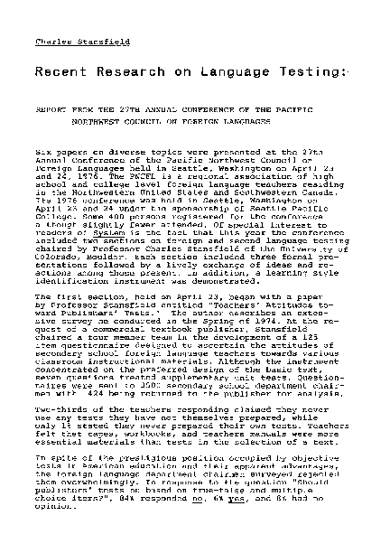 (PDF) Recent Research on Language Testing: Report from the 27th Annual ...