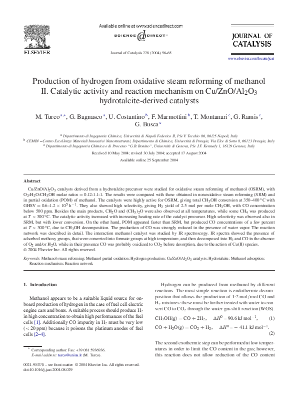 (PDF) Production of hydrogen from oxidative steam reforming of ...