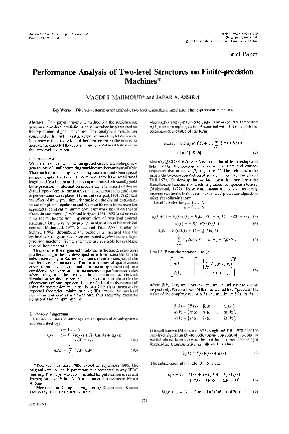(PDF) Performance analysis of two-level structures on finite-precision ...