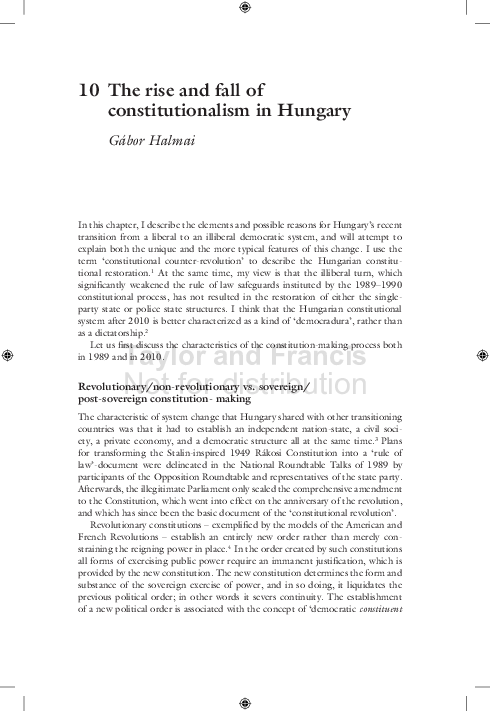 0 The rise and fall of constitutionalism in Hungary