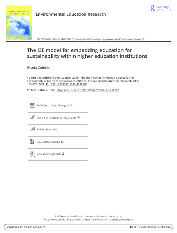 (PDF) The I3E model for embedding education for sustainability within ...