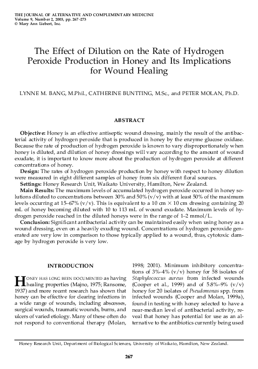 (PDF) The Effect of Dilution on the Rate of Hydrogen Peroxide