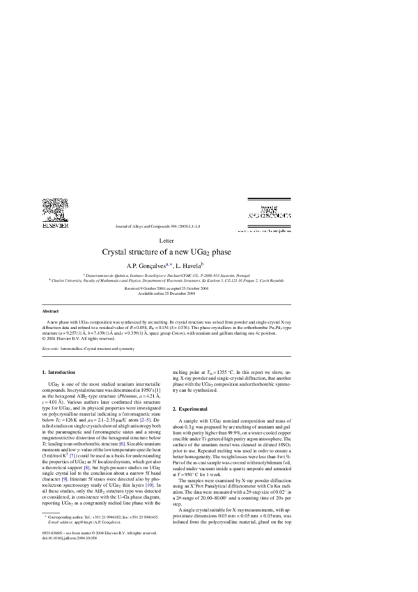 (PDF) Crystal structure of a new UGa2 phase
