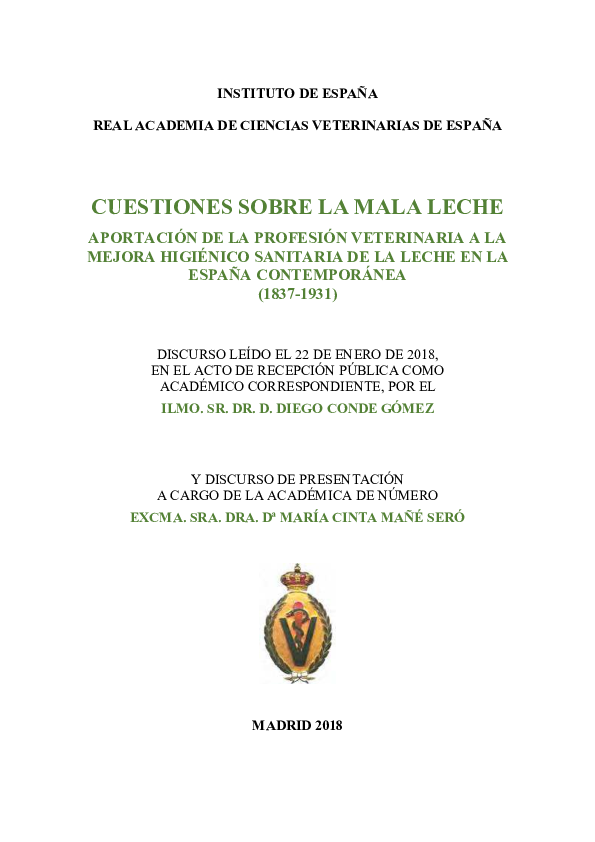 (PDF) CUESTIONES SOBRE LA MALA LECHE. APORTACIÓN DE LA