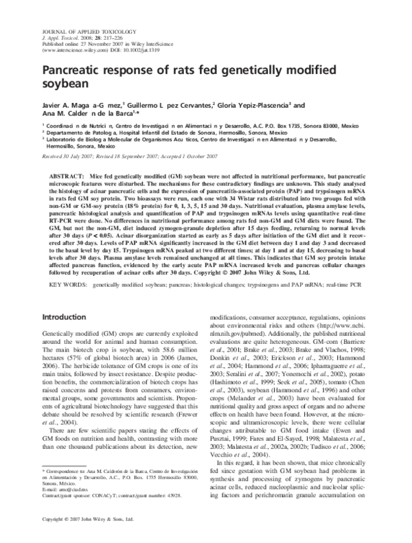 (PDF) Pancreatic response of rats fed modified soybean