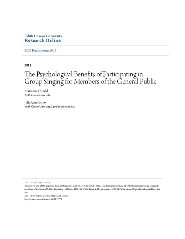 (PDF) The psychological benefits of participating in group singing for ...