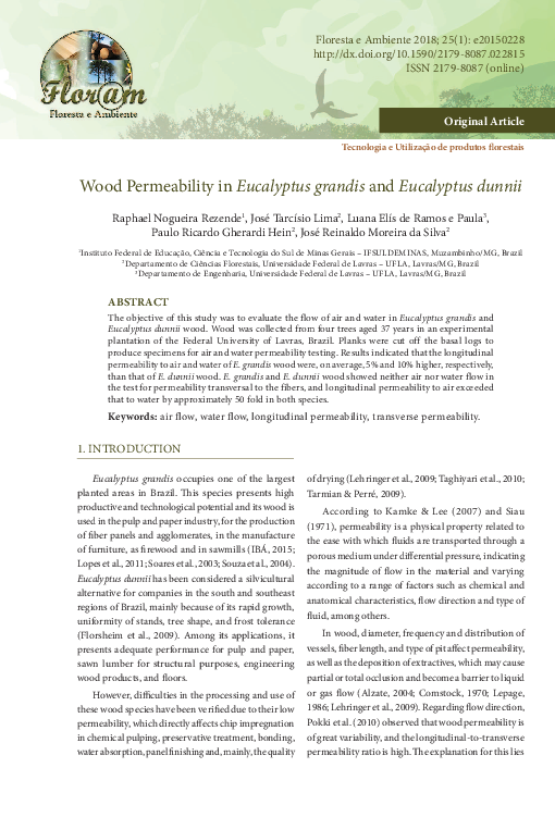 (PDF) Wood Permeability in Eucalyptus grandis and Eucalyptus dunnii
