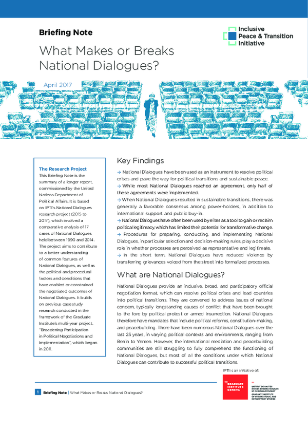 (PDF) Briefing Note What Makes or Breaks National Dialogues? Thania